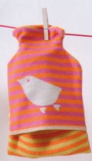 Detský termofor s vtáčikom, oranžovo-fialový, David Fussenegger